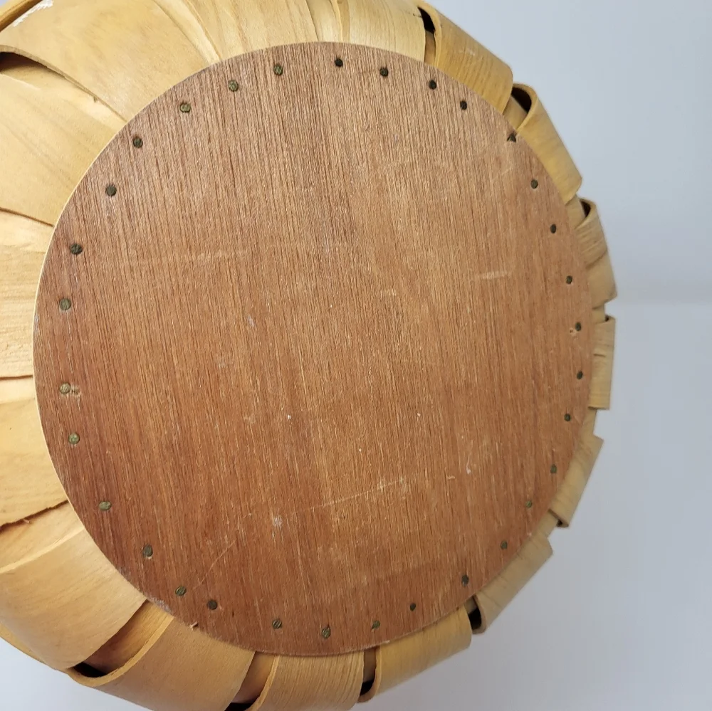Christmas Holly Snowflake Candy Cane‎ Wooden Round Bucket Basket Bushel